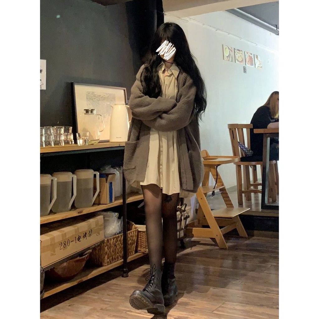 Áo Khoác Cardigan Dệt Kim Dày Dặn Phong Cách Hàn Quốc Thời Trang Thu Đông Cho Nữ