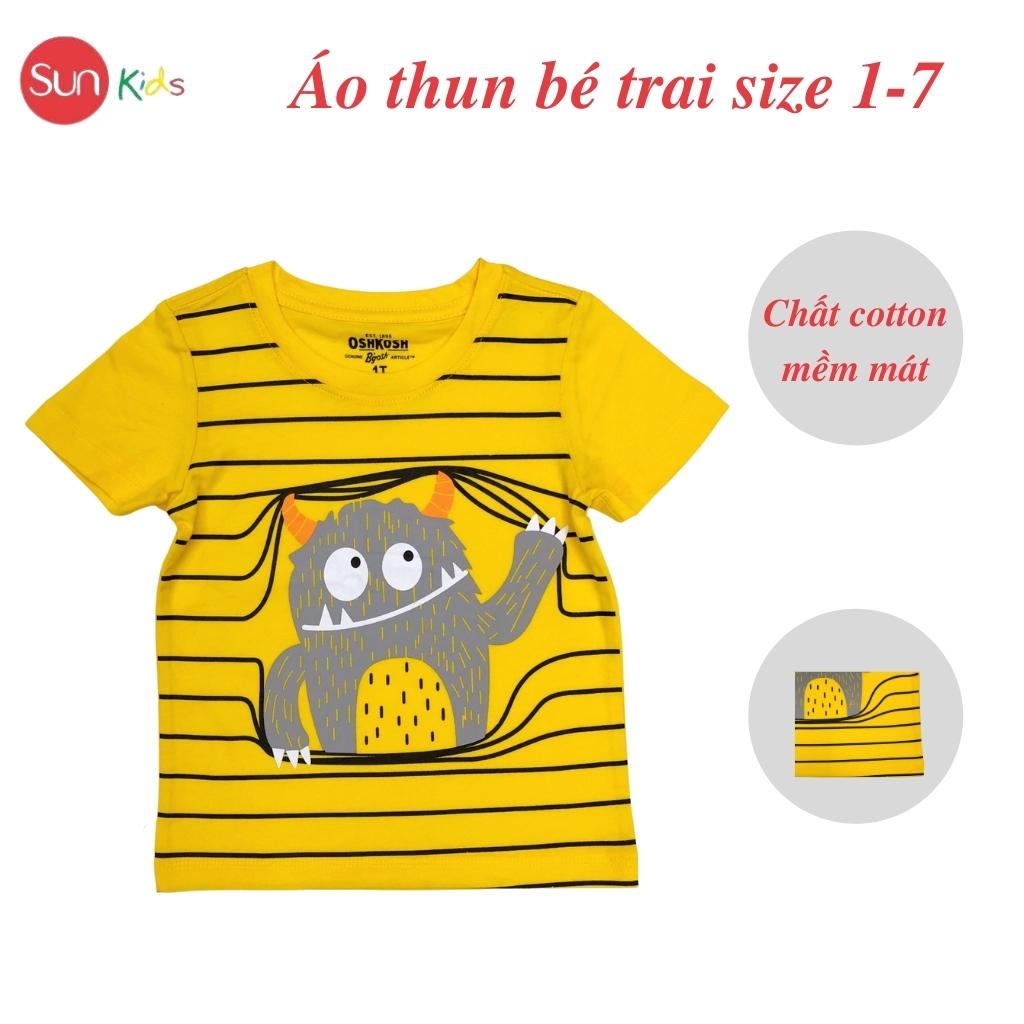 Áo thun bé trai, áo phông cho bé trai chất cotton nhiều màu, size 1-7 tuổi - SUNKIDS