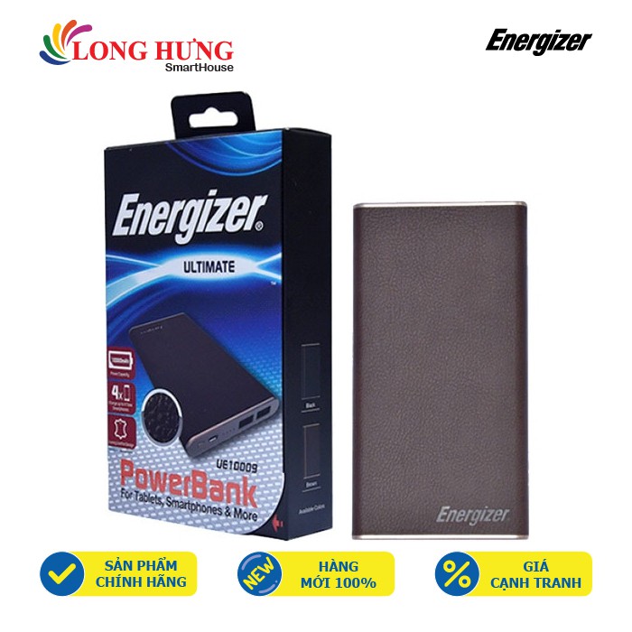 Sạc dự phòng Energizer 10000 mAh (Luxury Leather) UE10009 - Hàng chính hãng