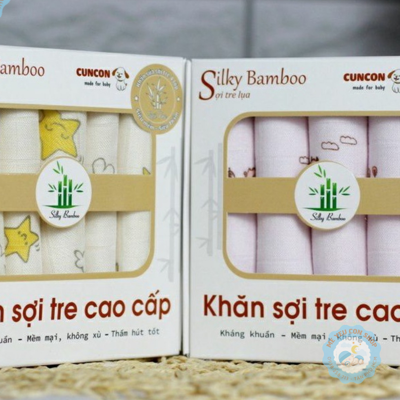 [1 cái] Khăn sữa sợi tre 4 lớp cao cấp cho bé - Hiệu Cún Con (katydang)