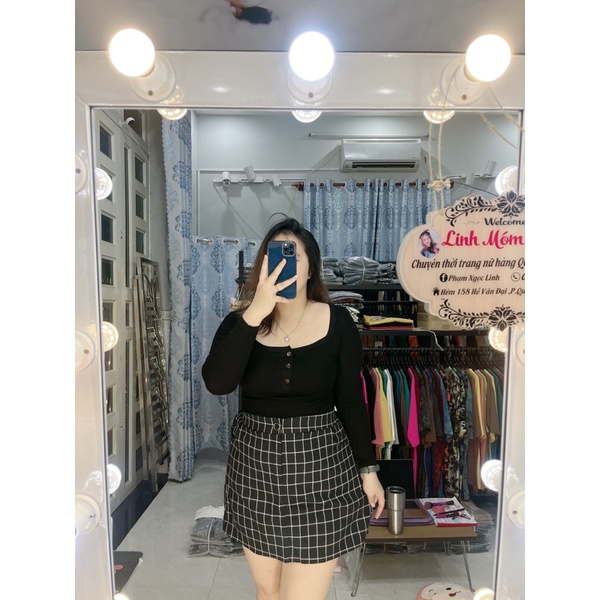 CHÂN VÁY A KẺ ĐEN / CARO ĐEN BIGSIZE LINH MÓM