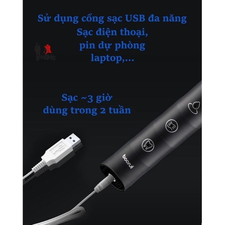 Bàn chải điện sạc USB Bàn chải đánh răng điện tự động 6 chế độ cao cấp chống nước chống rung