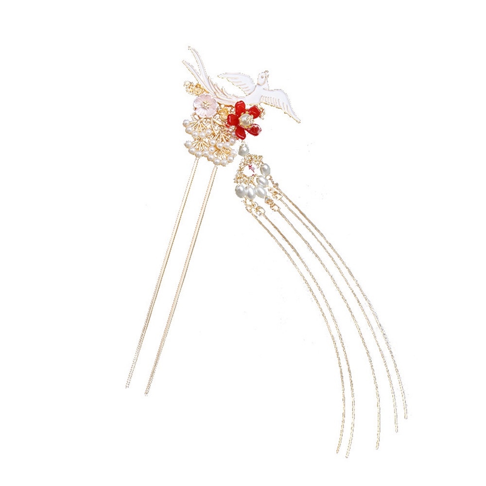 Trâm Cài Tóc Tua Rua Hình Hoa Màu Vàng Phong Cách Hàn Quốc Cổ Điển Dùng Hóa Trang