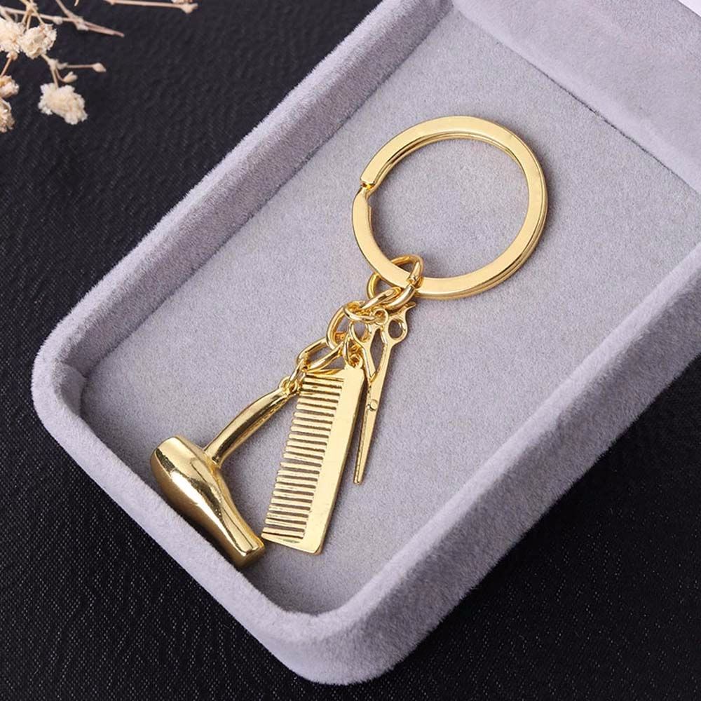 BERNARDO Portable Barber Shop Tools Key Ring Car Keychain Comb Hair Dryer Keychain Dresser Present Simulation Keychain Hair Stylist Essential Decor Key Ornaments Hairdresser Gift Car Interior Accessories Scissors Pendants/Multicolor