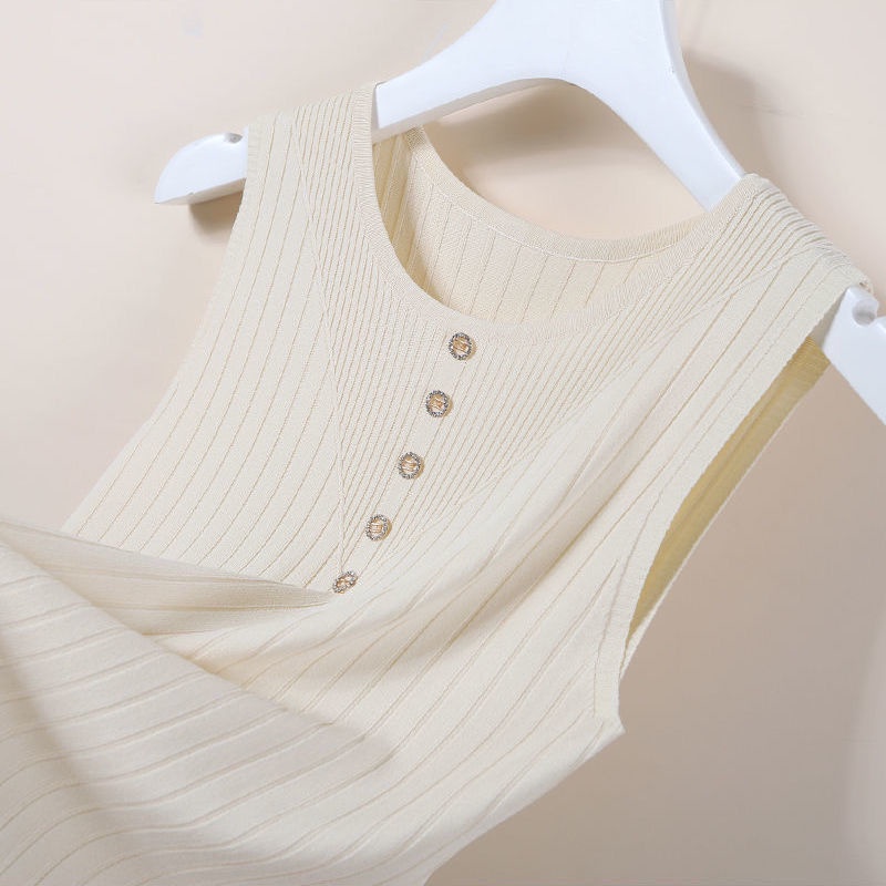 Áo Sweater Dệt Kim Mỏng Sát Nách Dáng Rộng Thời Trang Mùa Hè Cho Nữ Size S-5Xl