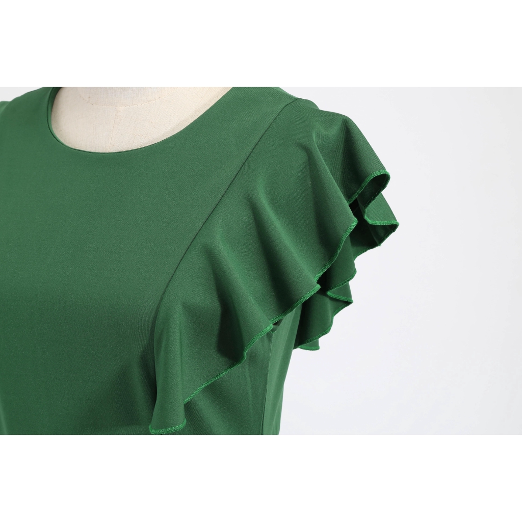 Đầm xòe cách điệu hai màu đỏ đen trắng thanh lịch dành cho nữ | BigBuy360 - bigbuy360.vn