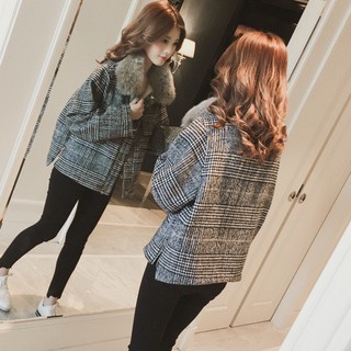 Áo khoác dạ nữ cổ lông