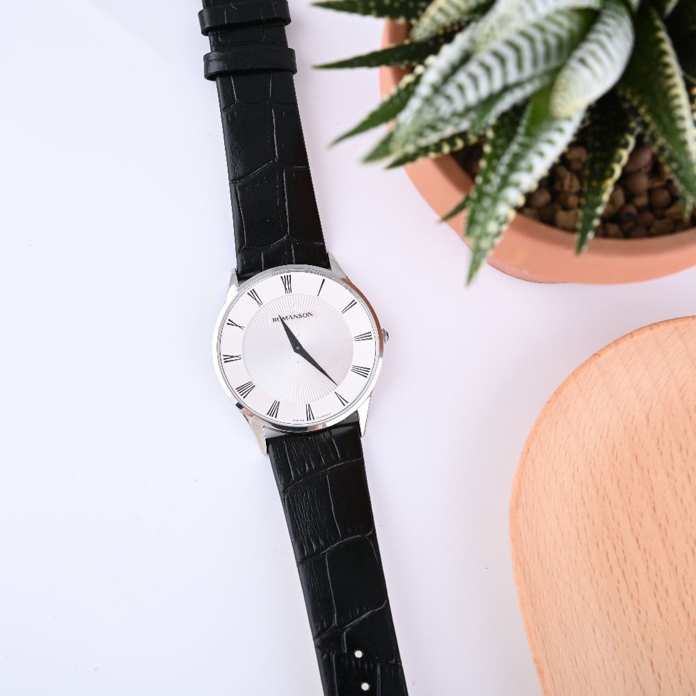 Đồng hồ Romanson Men Classic Watch TL0389MWWH nam máy Thụy Sĩ, mặt kính chống xước, dây da cao cấp chính hãng