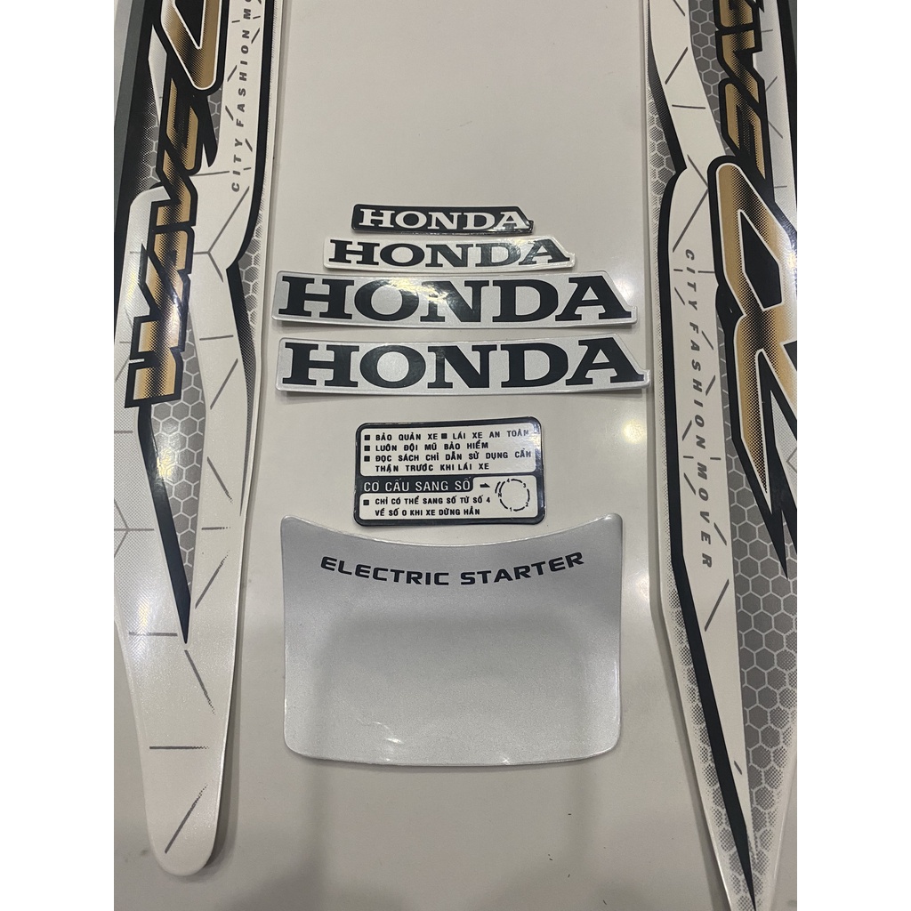Nguyên bộ tem rời 3 lớp zin thái dán xe máy Honda Wave alpha 2017 màu trắng