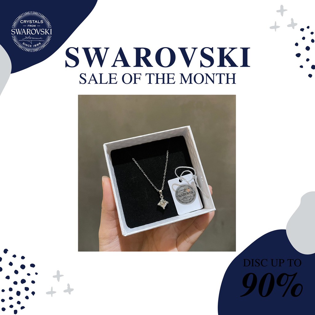 Dây chuyền Swarovski chính hãng 100% mặt vuông đính đá pha lê