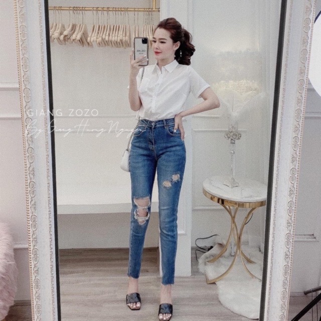 [CODE001] QUẦN BÒ JEANS ÔM GIÃN RÁCH XƯỚC GỐI