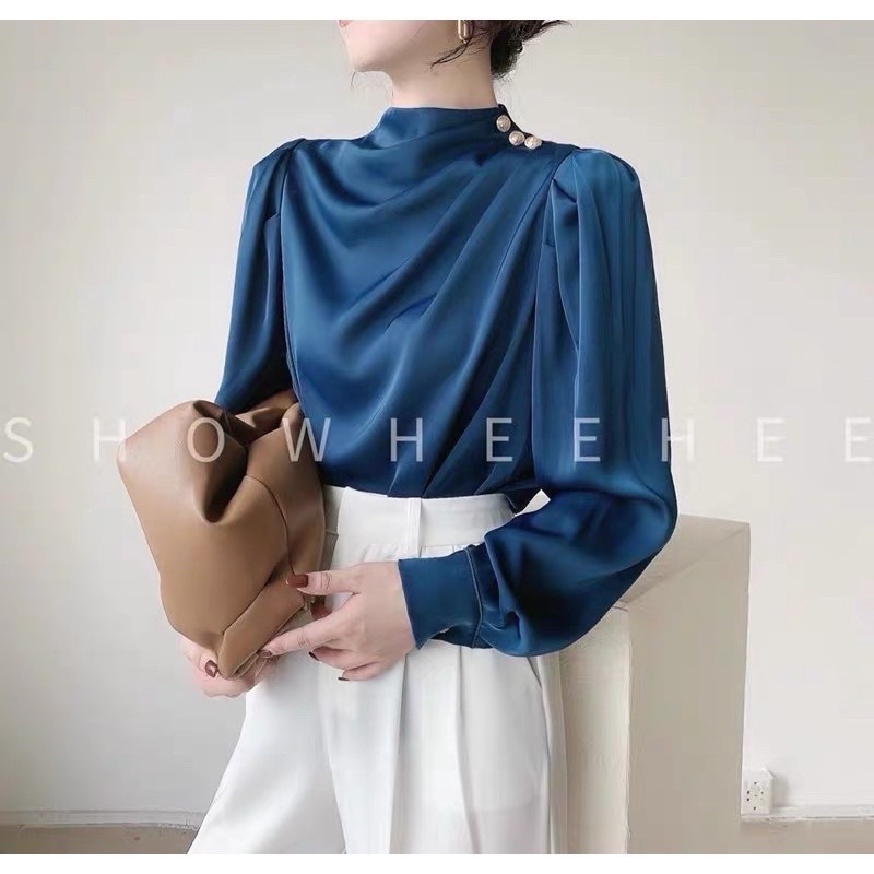 Áo sơ  mi nữ tay dài RUBY HOUSE chất liệu lụa ngọc trai mã A13