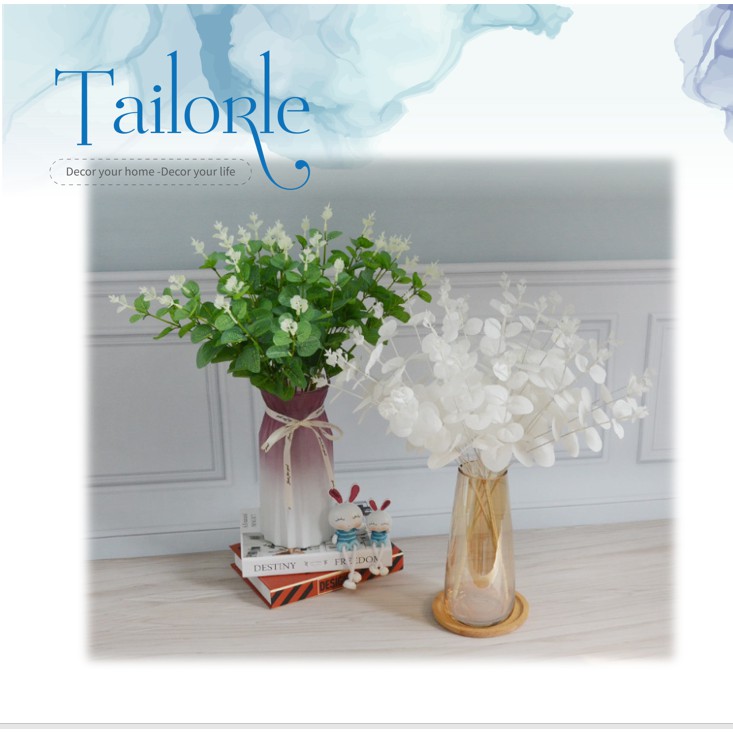 Lá nhân tạo 16 cái nĩa cành lá táo lá kim tiền kết hợp vật liệu kết hợp màu xanh lá cây kỹ thuật trang trí đám cưới