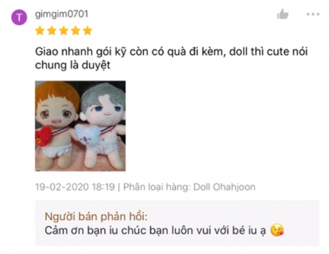 Doll FANSITE Ohahjoon Con Bố RM nhóm BTS Chính Hãng Tặng Kèm Quà