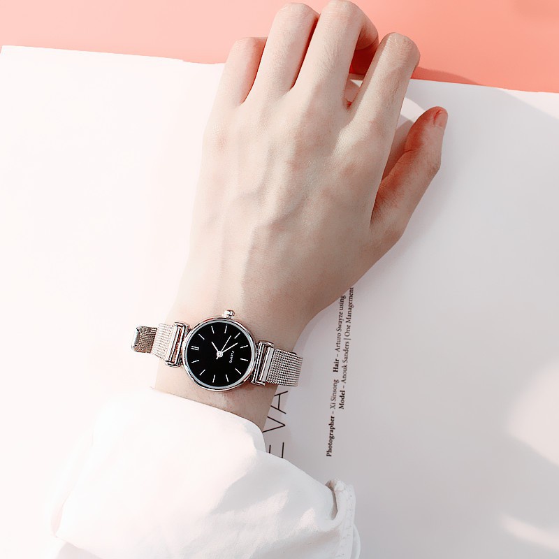 Đồng hồ đeo tay thời trang nữ cao cấp Q.uartz dây kim loại siêu Hot DH12