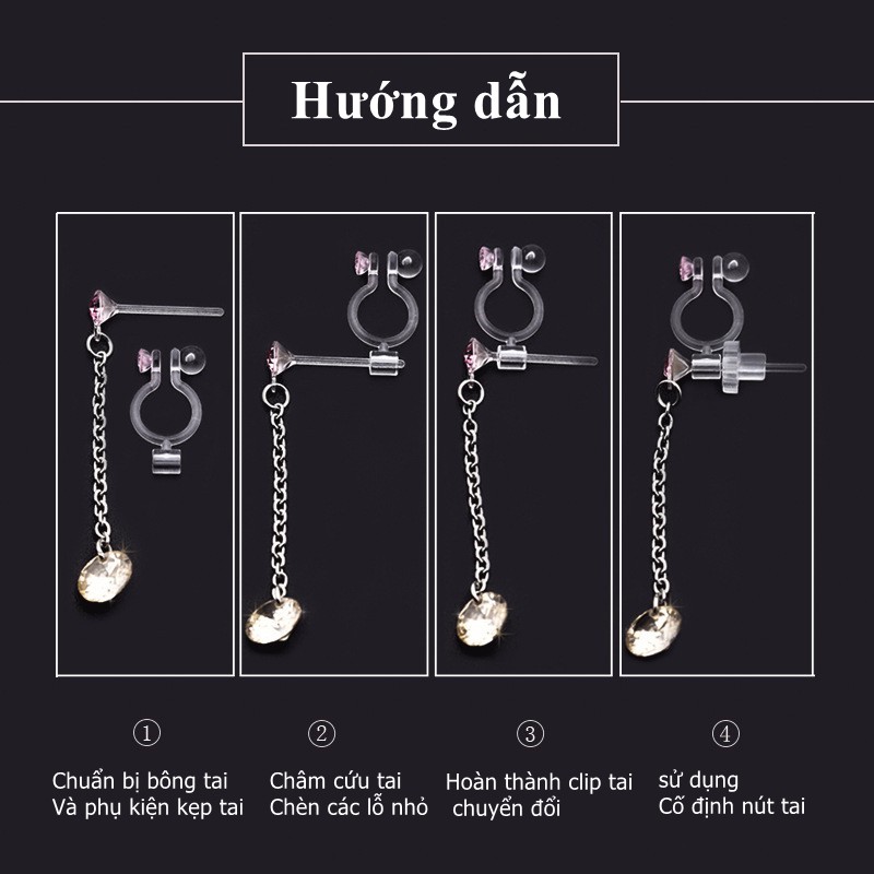 Kẹp lỗ tai bằng nhựa resin trong suốt B877