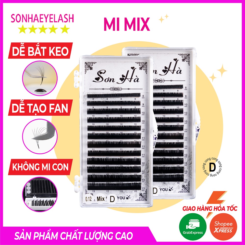 Mi khay mix độ cong C, D, CC 1 khay đủ size từ 8mm - 13mm