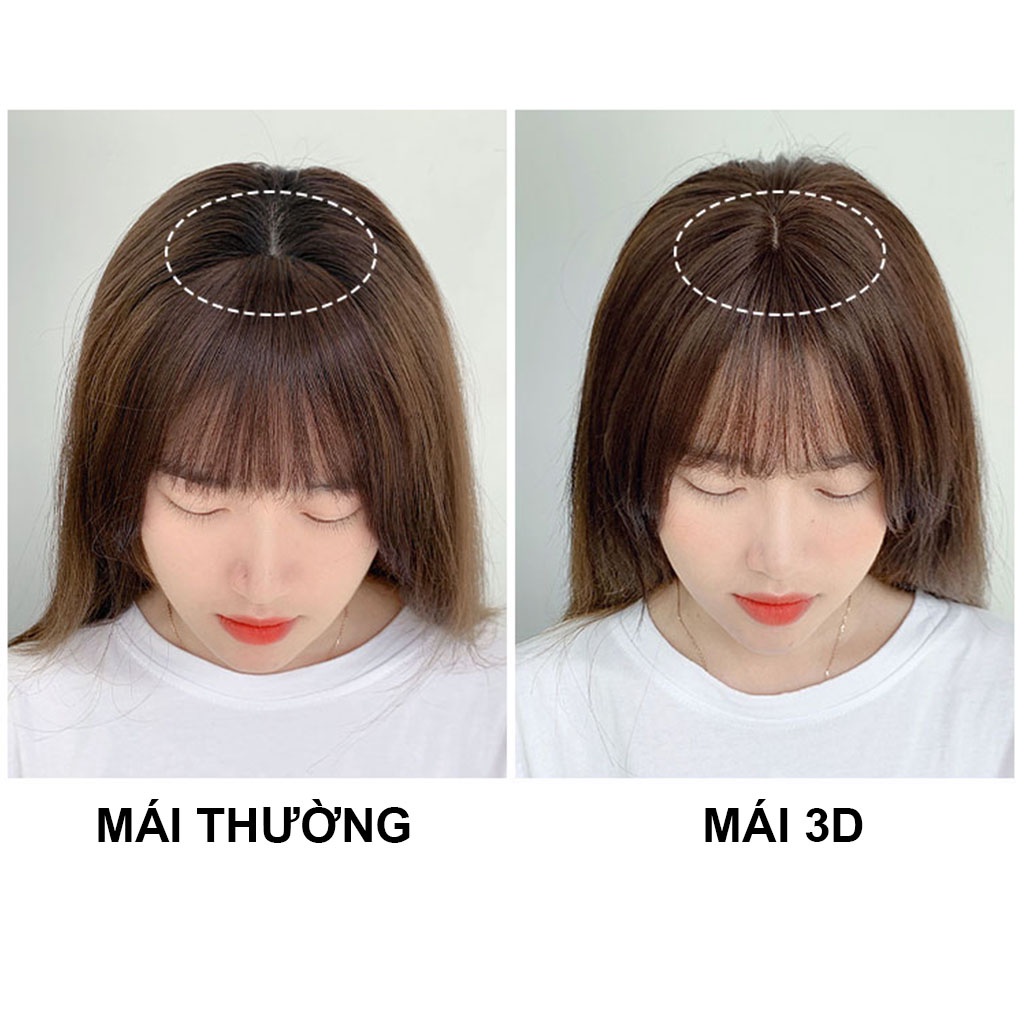 Tóc giả mái thưa 3D tóc thật 100% loại 1 Kẹp (Có da đầu) TG203