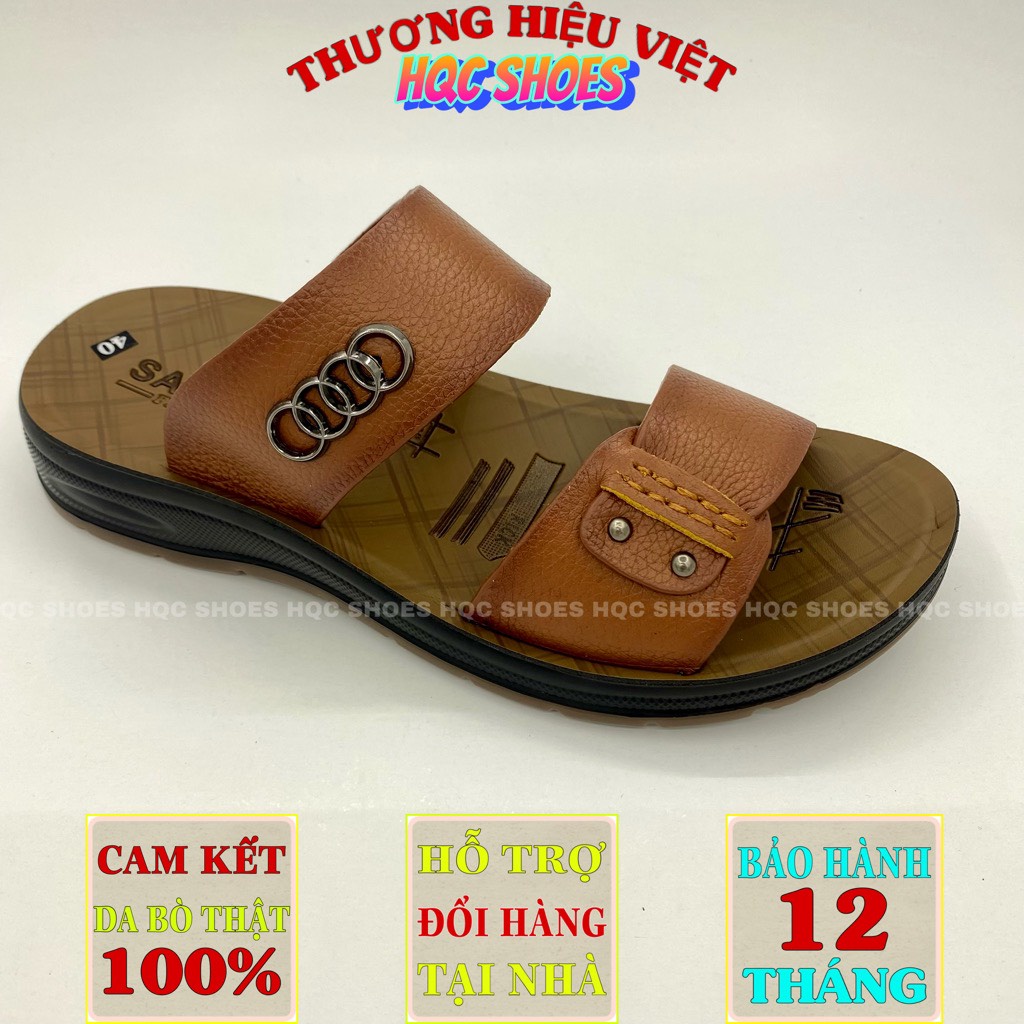 Dép nam da bò cao cấp đế kếp siêu bền tăng chiều cao 3,5cm DE332