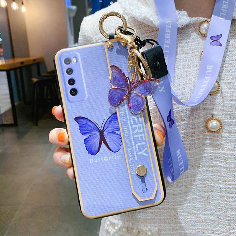 Vỏ điện thoại hình bướm, dây đeo cổ tay, dây buộc, chống rơi trí thun ngắn tay | BigBuy360 - bigbuy360.vn
