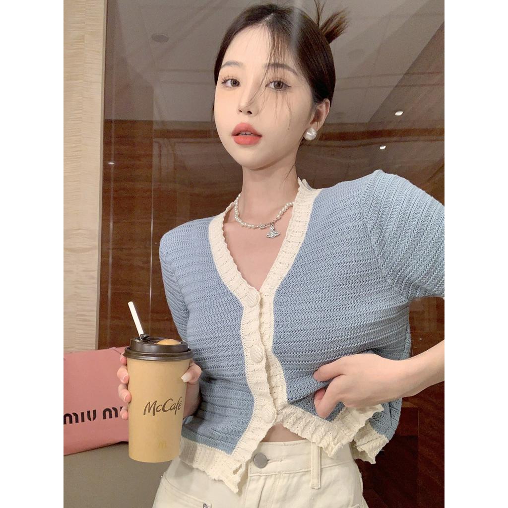 Áo Cardigan Dệt Kim Ngắn Cổ Chữ V Thời Trang Mùa Hè 52919 Cho Nữ