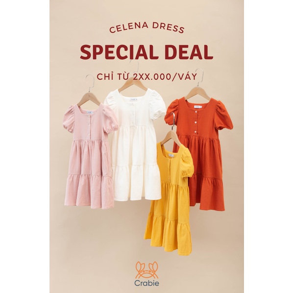 Váy bé gái CRABIE babydoll phân tầng công chúa xinh xắn cho bé 3,4,5,6,7,8,9,10 tuổi - Celena Dress - Hồng Nhạt
