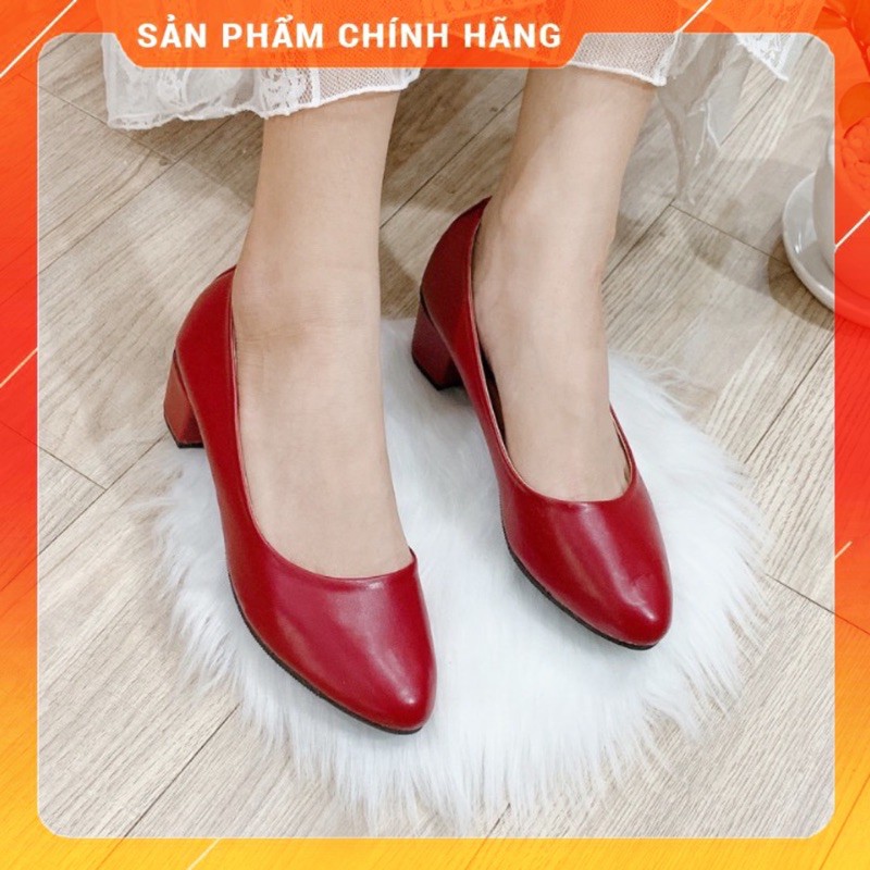 Giày Cao Gót Nữ Big Size 3 Phân Giày Búp Bê Đế Vuông Mũi Nhọn Hoàng Thanh G2