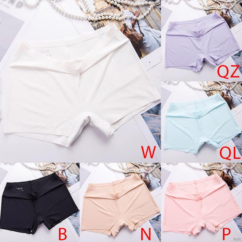 Quần Lót Boxer Vải Lụa Lạnh Không Đường May Độ Co Giãn Cao Dành Cho Nữ