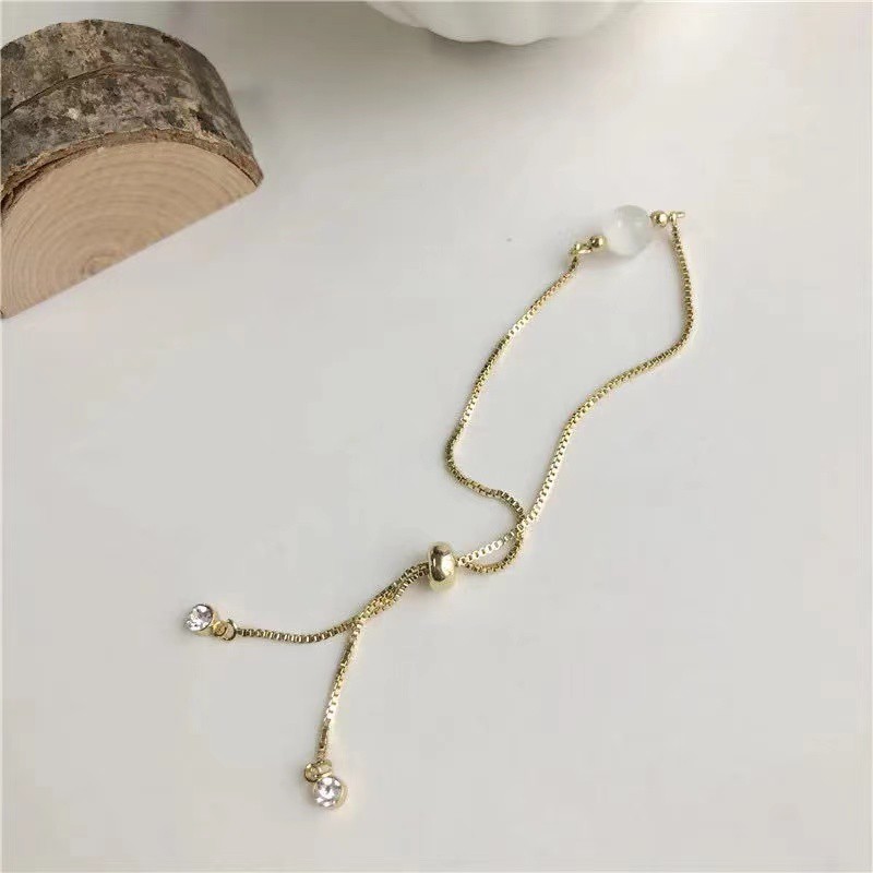 Vòng đeo tay đính đá mắt mèo thủ công xinh xắn hợp thời trang cho nữ