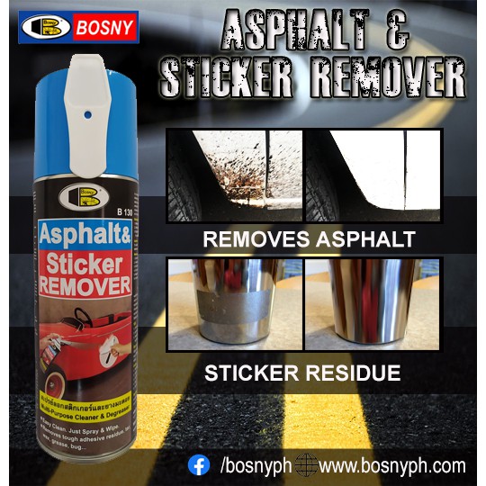 Sơn xịt Bosny Asphalt &amp; Sticker Remover - B130 - Chai xịt tẩy keo, băng dính, keo dán, nhựa đường,..