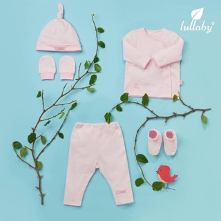 [Lullaby] Bộ quần áo Lullaby cài chéo vải vân thoáng