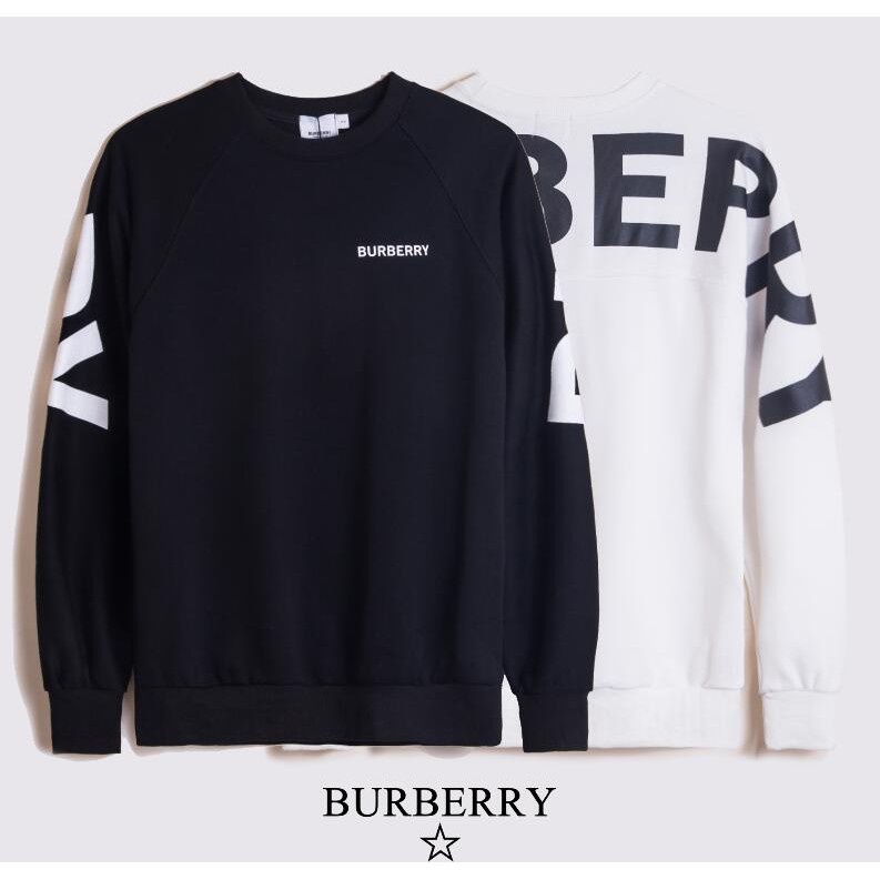 Áo Sweater Burberry Vải Cotton Cổ Tròn In Họa Tiết Cá Tính Cho Nam Và Nữ