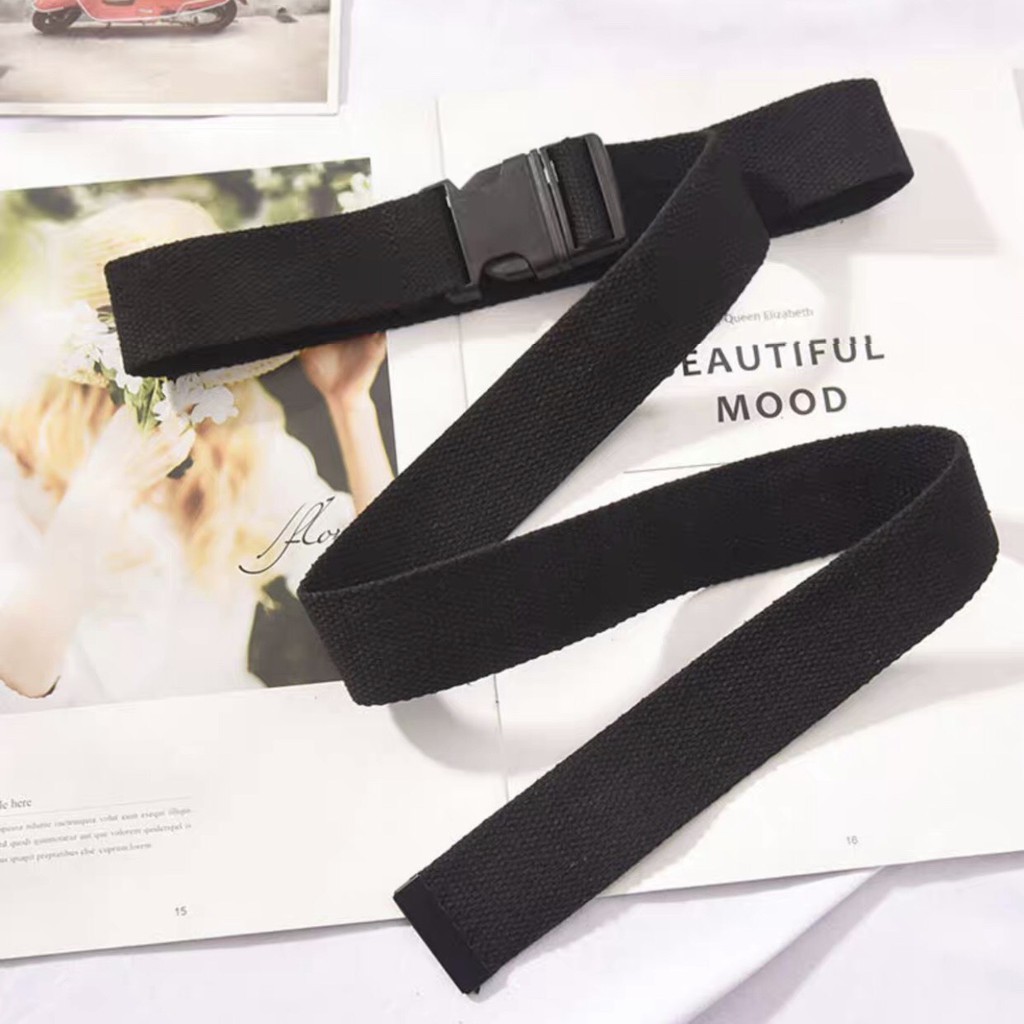 Thắt lưng BROO vải canvas ulzzang unisex đầu khóa bấm thời trang Hàn Quốc, dây nịt vải dù nam nữ