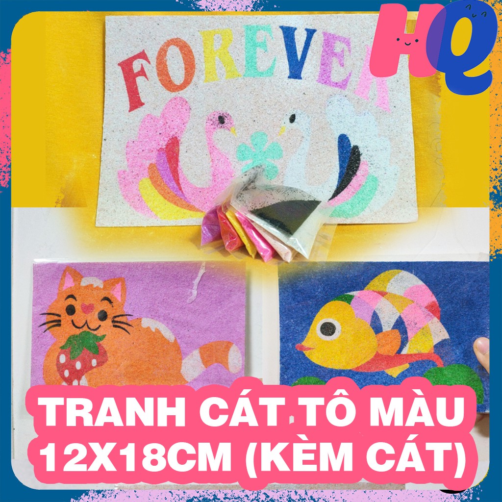 ❤️ Tranh cát cho bé tập tô màu có kèm cát - Size NHỎ 12 x 18 cm (Mẫu ngẫu nhiên)