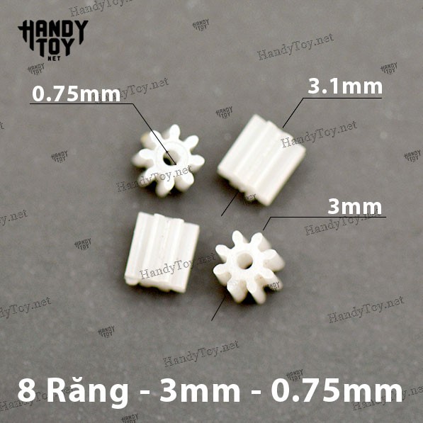 Bánh răng nhựa 8 răng - 3mm - cốt 0.8