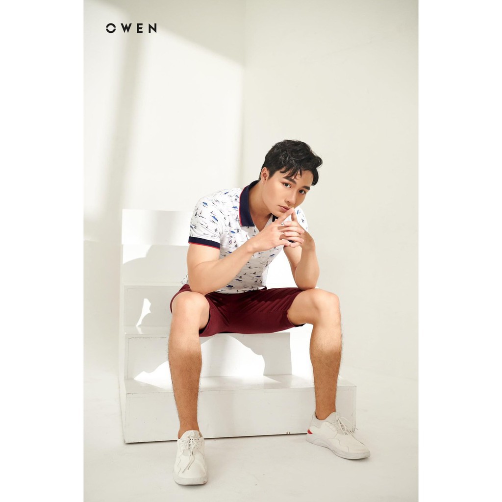 NEW 💯 . OWEN - Quần short Khaki nam Owen màu đỏ đô 18202 - Quần sooc kaki nam Cực Đẹp .1 . M08 : ࿄ ' .