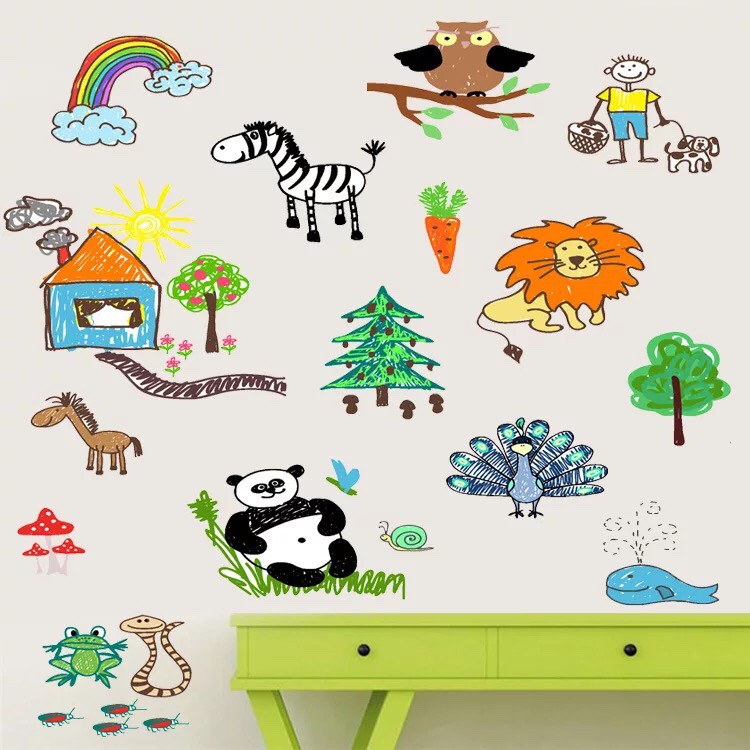 Decal trang trí tường Trang tập vẽ cho Bé