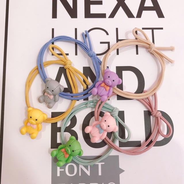 [ Hinh thật ] Dây cột tóc hình gấu nhiều màu