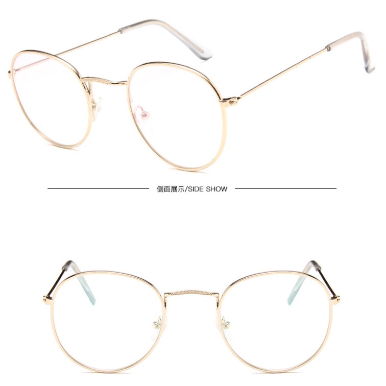 Mắt kính gọng tròn bằng kim loại thời trang cho nam nữ