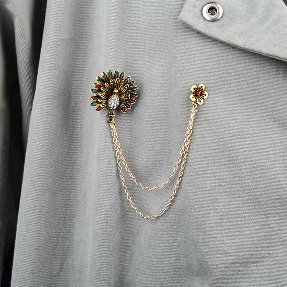 Trâm cài áo hình bông hoa / chim công sang trọng