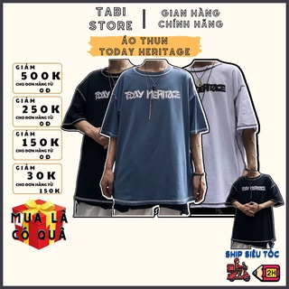 Áo thun tay lỡ dáng rộng unisex dưới 75kg - Today Heritage ATL003