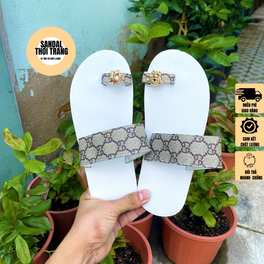 Dép cặp nam nữ, SANDALTHOITRANG, Dép sandal nữ xỏ ngón và Dép nam quai kẹp Trắng/Vàng sandal đồng nai full size 30-44