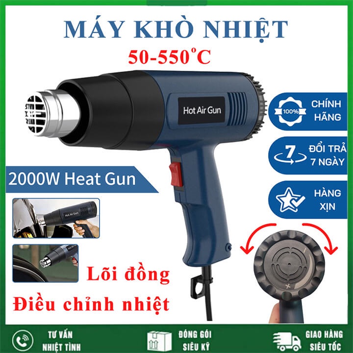 Máy khò hơi nóng 2000w khò nhiệt, bọc màng co giỏ quà tết, dán decal, đóng seal hộp có điều chỉnh nhiệt