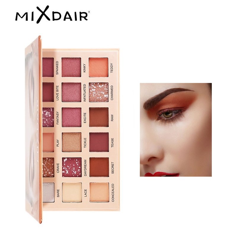 Bảng phấn mắt 18 màu MIXDAIR với màu lì và màu nhũ trang điểm lâu trôi chống thấm nước 28.8g | BigBuy360 - bigbuy360.vn