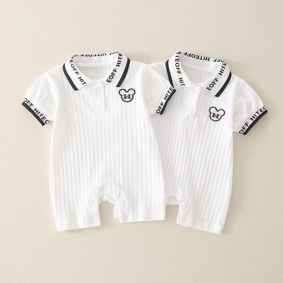 Bộ Áo Liền Quần POLO Tay Ngắn In Họa Tiết Hoạt Hình Phong Cách Hàn Quốc Thời Trang Mùa Hè Cho Bé Trai