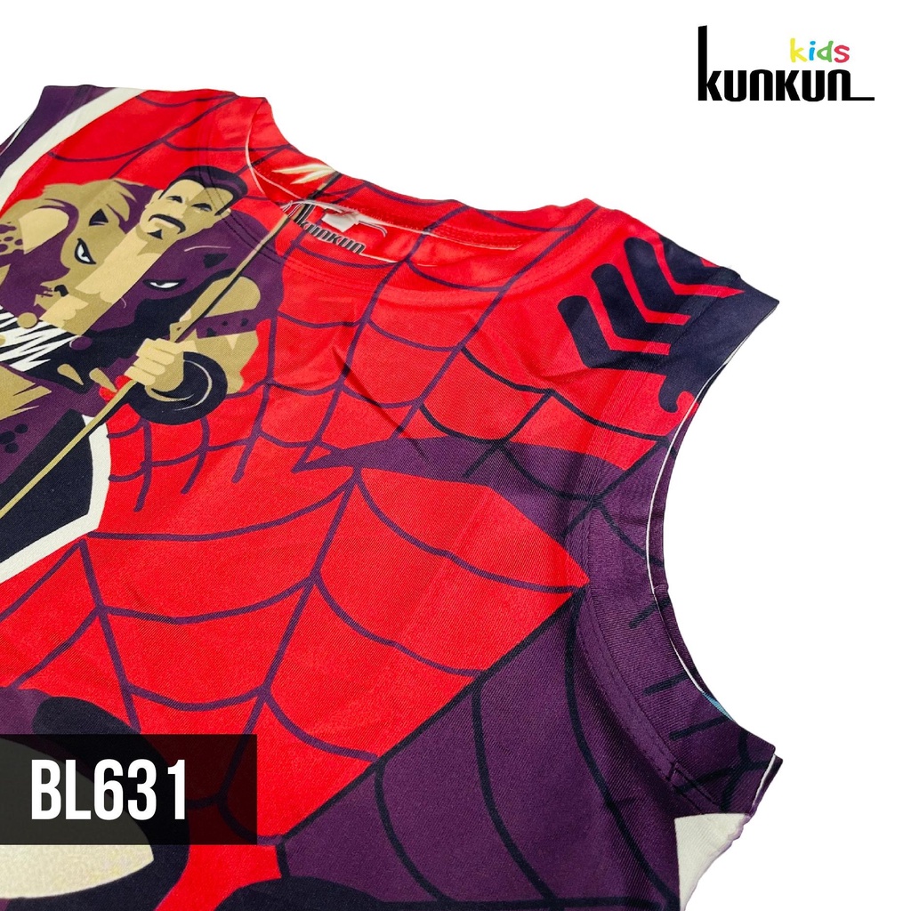 Quần áo trẻ em KUNKUN BL631 hình người nhện spiderman đỏ size đại từ 10-60kg - Bộ ba lỗ bé trai thun lạnh thoáng mát
