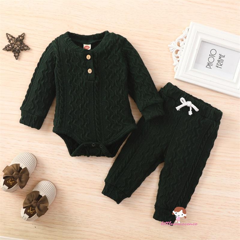 Set áo sweater tay dài cổ tròn phối quần dài dệt kim thời trang xinh xắn cho bé gái XZQ7