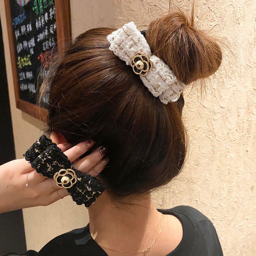 QQMALL Dây Cột Tóc Họa Tiết Hoa Trà Đơn Giản Phong Cách Hàn Quốc Cho Nữ
