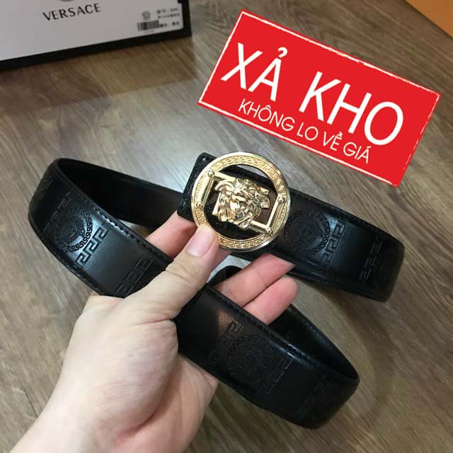 Dây Thắt Lưng Nam, Dây Nịt Nam Dập Nổi Màu Đen, Mặt VS Ngẫu Nhiên - Đã Đục Sẵn Lỗ VS001