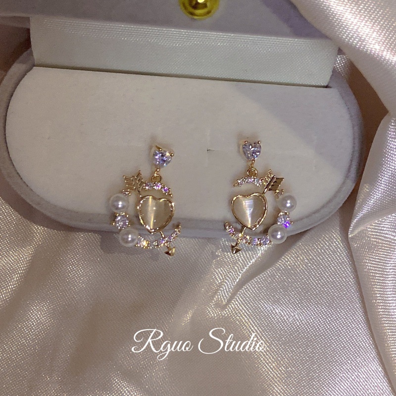 Khuyên Tai Opal Hình Trái Tim Phong Cách Pháp Thanh Lịch Kiểu Mới 2022